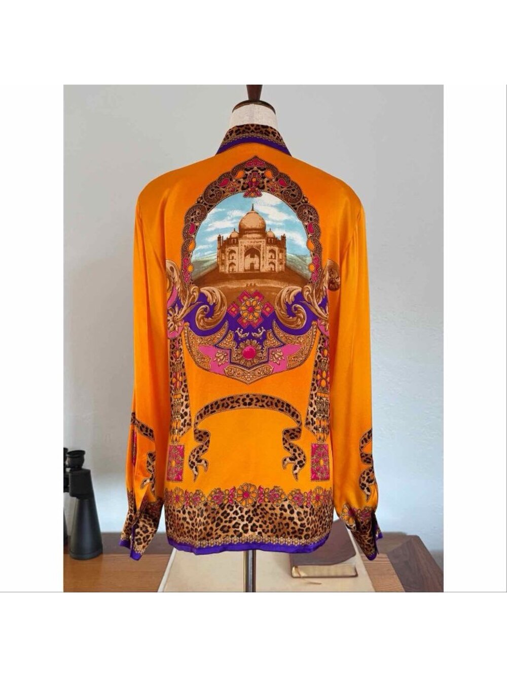 Vintage Escada Silk Taj Mahal Print Blouse Shirt Maximalist Rare Size 36 NWT - Picture 4 of 10